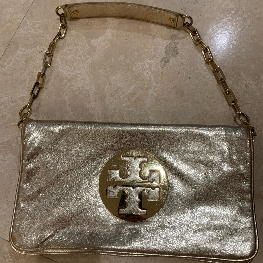 Authentic Tory Burch Reva clutch in gold